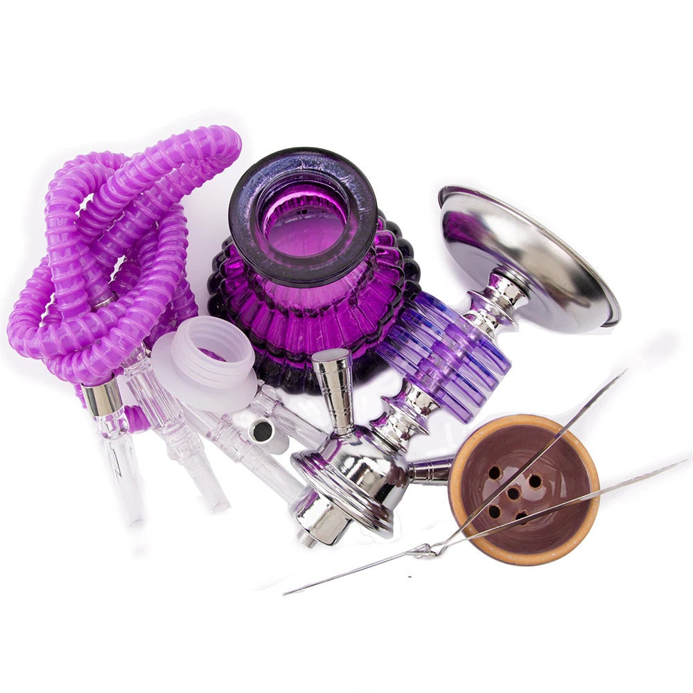 Purple Travel Glass Hookah Pipe Set