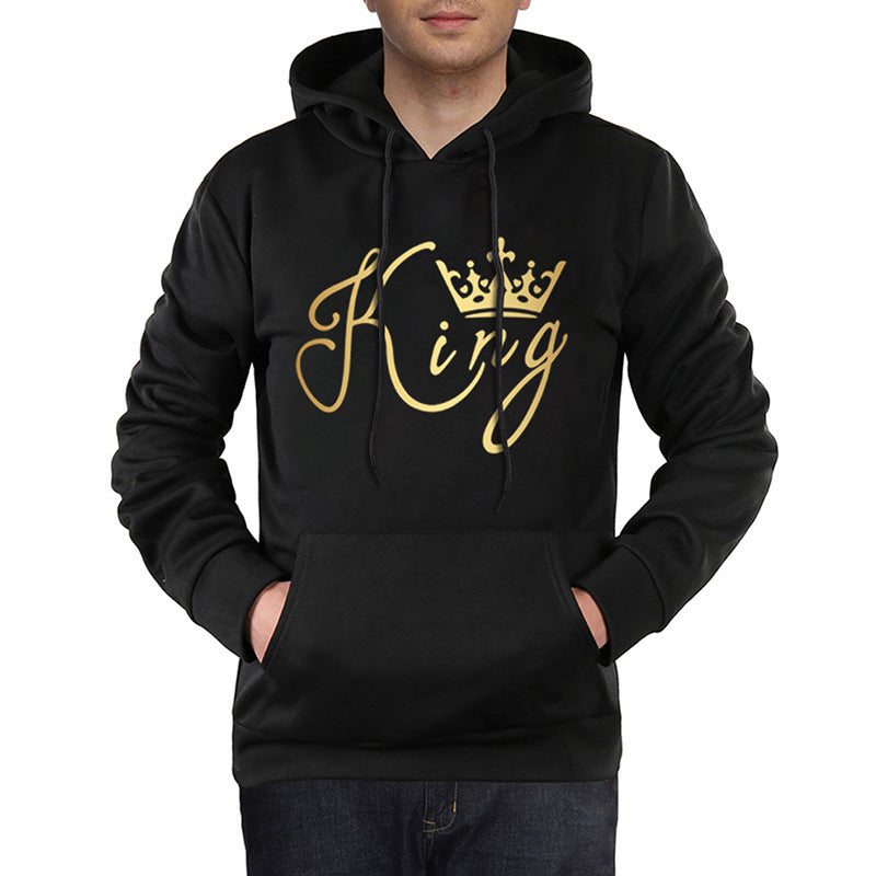 KING QUEEN Hooded Couple Print Sweatshirt